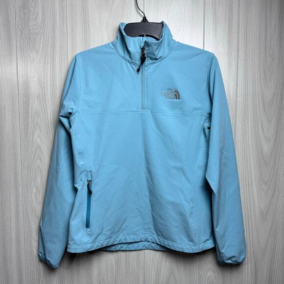 The North Face Apex Jacket 1/4 Zip Pullover Womens Small Light Blue Soft Shell - Picture 13 of 16